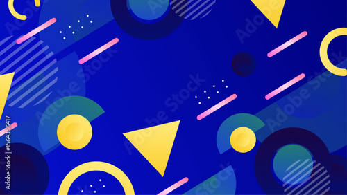 Abstract blue yellow design with geometric shapes. Suitable for vibrant graphic design projects, modern backgrounds, and eye-catching prints. Great for digital and print media.