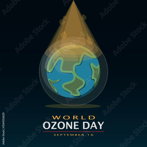 World Ozone Day Poster. The ozone layer protects the earth from the sun's rays
