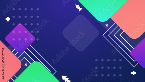 Colorful abstract shapes on dark blue background suitable for presentations, social media posts, graphic design projects, web design, and digital art.