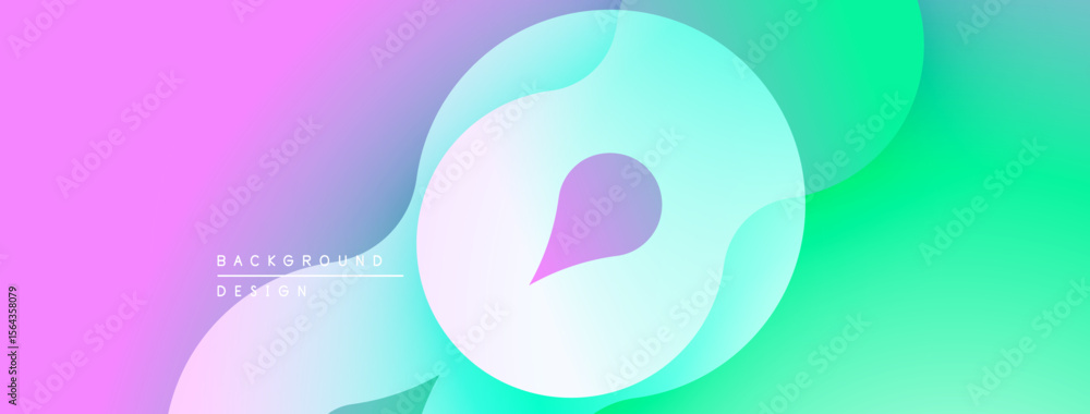 Fototapeta premium Abstract fluid shapes blend vibrant pinks, blues, greens. Soft gradients create dynamic background design. Minimalist, modern aesthetic.