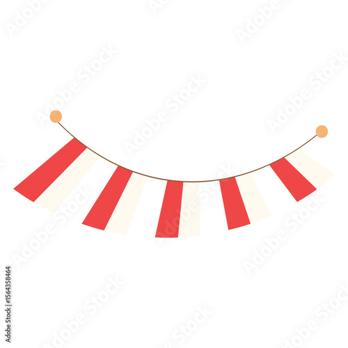 Festive Red and White Striped Bunting Decoration Illustration