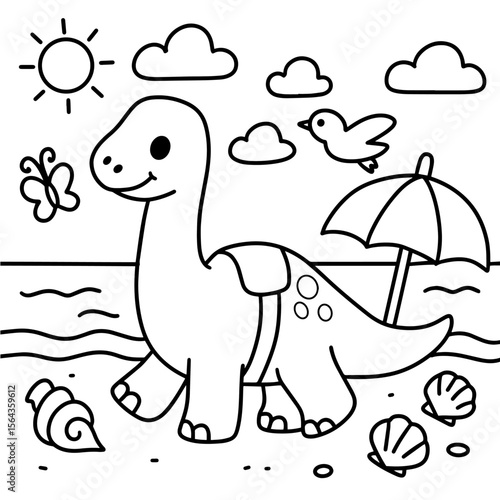 brachiosaurus dinosaur coloring page for kids.eps