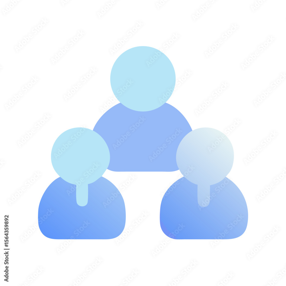 Vector art of a group of three people represented by blue gradient icons, isolated on transparent background, symbolizes teamwork and collaboration Vector art of a group of three people represented by blue gradient icons, isolated on transparent background, symbolizes teamwork and collaboration