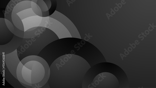 Overlapping gray and black circles design. Perfect for abstract backgrounds, modern geometric patterns, technology concepts, and fashion prints.