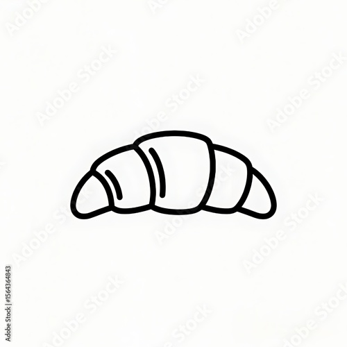 A flat black and white line icon of a croissant