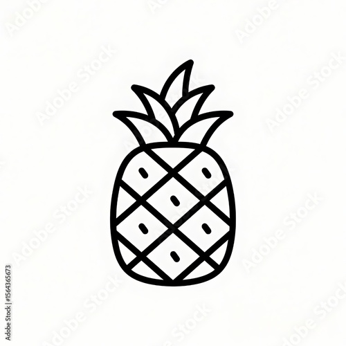 A flat black and white line icon of a pineapple