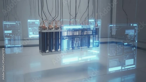 Diagnostic process futuristic aesthetic on the next gen battery tech concept 