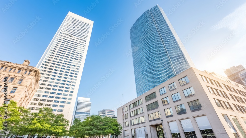 Skyscraper Views with Blue Sky Skyscraper Views with Blue Sky