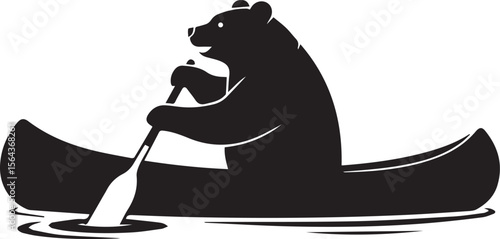 Bear Silhouette of a bear paddling a canoe transparent isolated vector