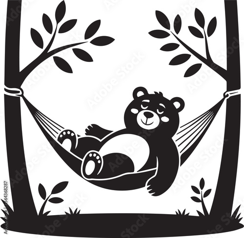 Relaxing Bear in Hammock transparent isolated vector