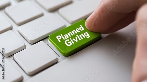 Finger pressing a green button on a keyboard that says 