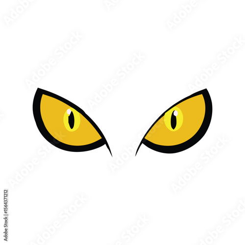 Piercing Yellow Cat Eyes Illustration, Feline Gaze, Mysterious Animal Eye Vector Graphic