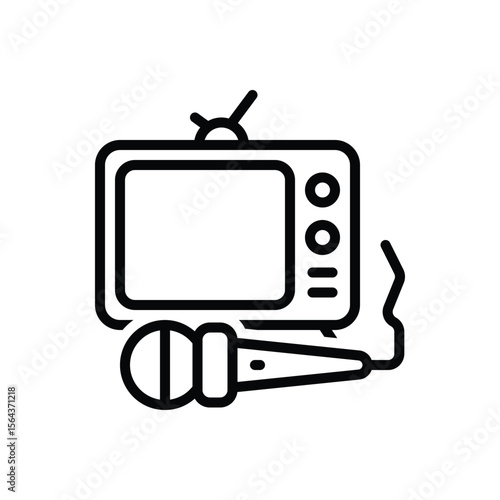 Black line icon for media coverage