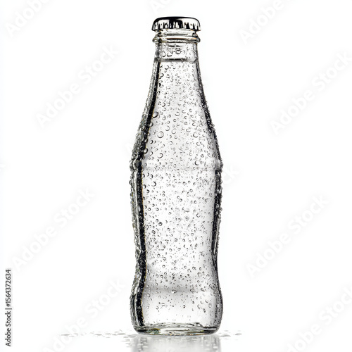 Wallpaper Mural Clear glass bottle filled with sparkling water, isolated on white background, showcasing refreshing drink Torontodigital.ca