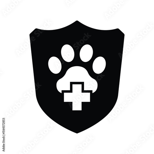 Pet protection shield icon, animal health, veterinary care, pet insurance, animal welfare symbol