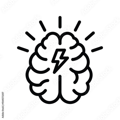 Brain with lightning bolt, idea, creativity, innovation, intelligence, brainstorm, smart mind