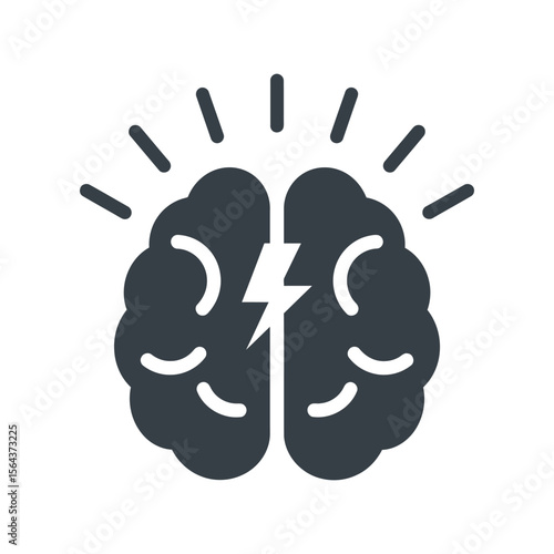Brain with lightning bolt, idea, creativity, innovation, intelligence, brainstorm, smart mind