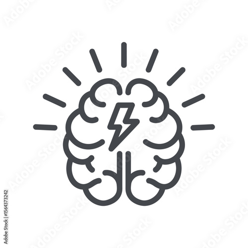 Brain with lightning bolt, idea, creativity, innovation, intelligence, brainstorm, smart mind