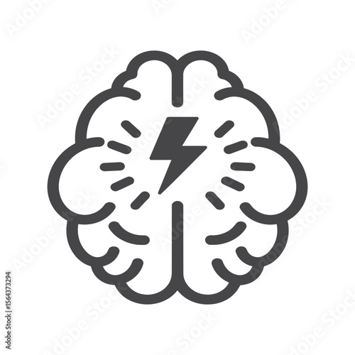 Brain with lightning bolt, idea, creativity, innovation, intelligence, brainstorm, smart mind