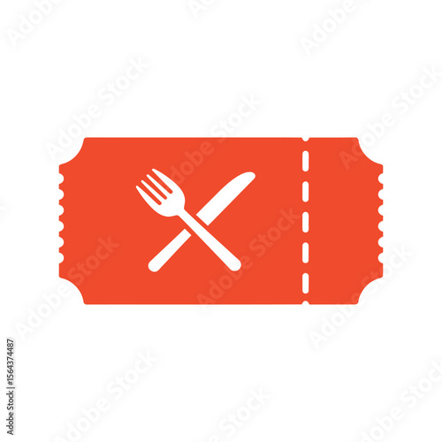 Restaurant meal ticket icon, food coupon, dining voucher, discount, culinary experience symbol