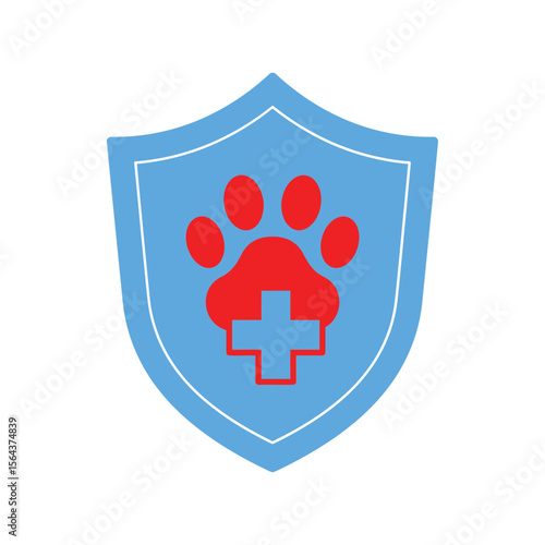Pet protection shield icon, animal health, veterinary care, pet insurance, animal welfare symbol