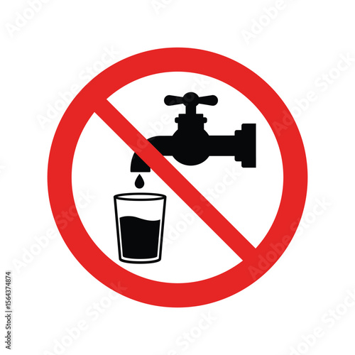 No drinking water sign, forbidden tap, non-potable, unsafe, warning, don't drink symbol