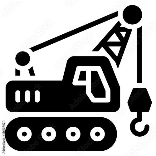 Crane Icon, Glyph style icon vector illustration, Suitable for website, mobile app, print, presentation, infographic and any other project.