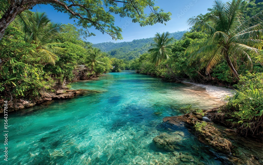 Lush tropical river scene Lush tropical river scene