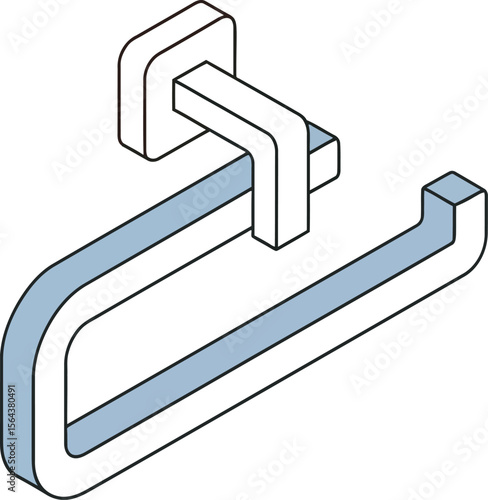 Isometric illustration of a towel holder on a white background view