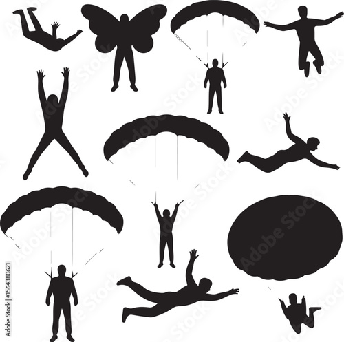 Skydiver in Freefall Silhouette

Parachuting Adventure Vector Design

Extreme Skydiving Action Illustration

High Altitude Parachute Jump Silhouette

Adrenaline Rush Skydiver Art