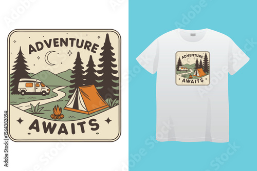 Amazing camping the campers club, vector typography men's black t-shirt design