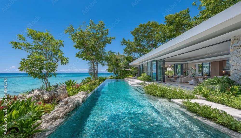 Fototapeta premium Luxurious beachfront pool villa