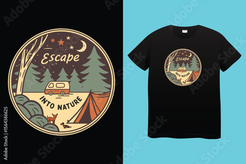 Amazing camping the campers club, vector typography men's black t-shirt design