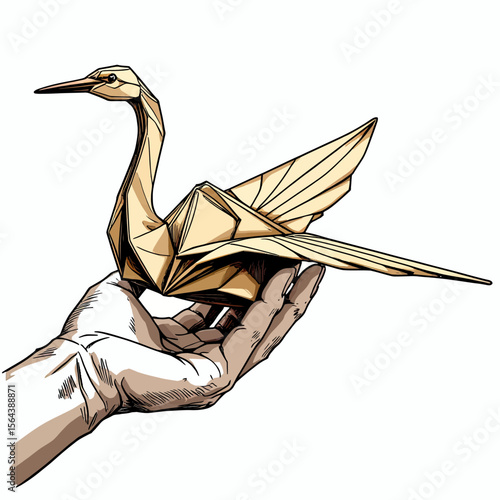 熟練の技で折り上げられた、黄金色の折り鶴。優しく手に乗せられた姿は、平和への願いと日本の繊細な美意識を感じさせる。お祝いの席や大切な人への贈り物に添えれば、温かい気持ちが伝わるでしょう。インテリアとしても空間を華やかに演出します。
