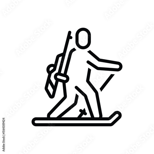 Black line icon for biathlon