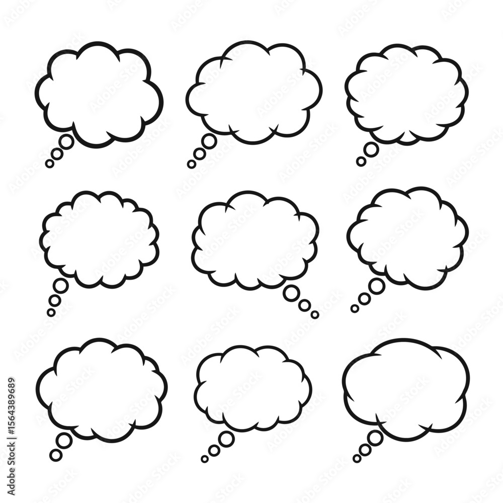 Cartoon thought and speech bubbles set. Empty comic balloons for text, isolated on white background. Cartoon thought and speech bubbles set. Empty comic balloons for text, isolated on white background.