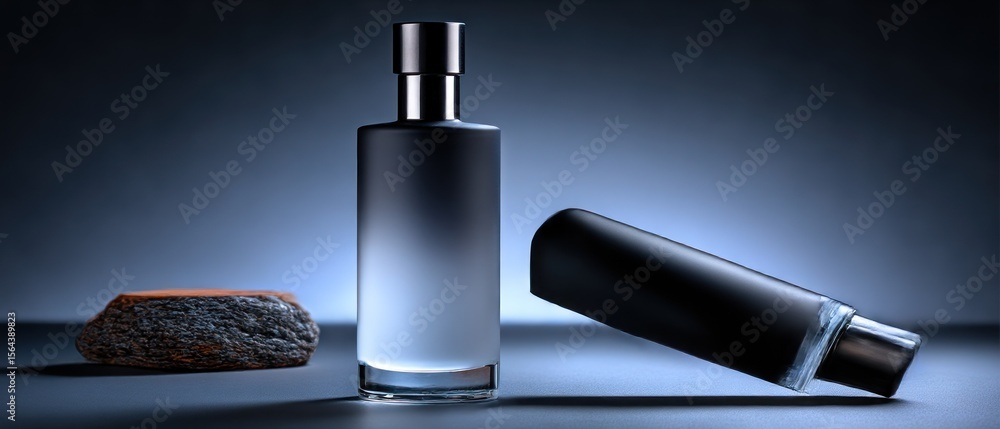 Fototapeta premium Perfume bottles on a dark surface