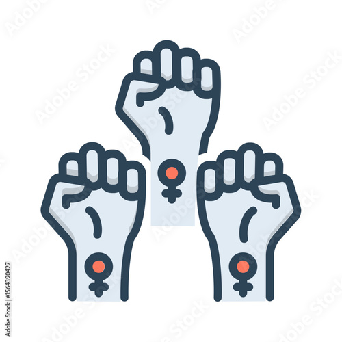 Vector color shadow icon for Feminist movement
