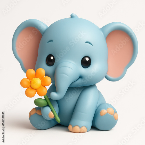 baby elephant 3D isolated on translucent