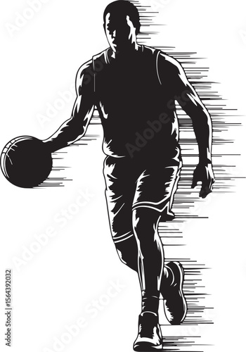 Slam Dunk Basketball Player Silhouette

Dribbling on the Court Vector Design

Basketball Shooter in Action Silhouette

Fast Break Play Silhouette Illustration

Street Basketball Game Scene Vector
