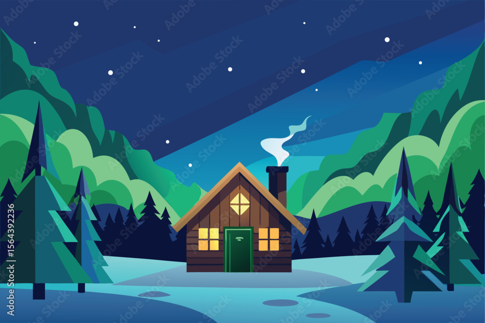 Fototapeta premium winter landscape with house