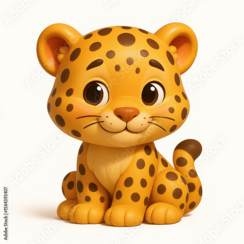 cute leopard 3D isolated on translucent