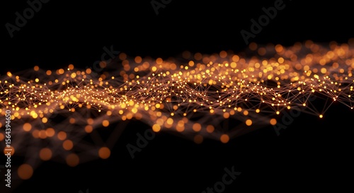 Abstract Digital Network with Glowing Orange Nodes