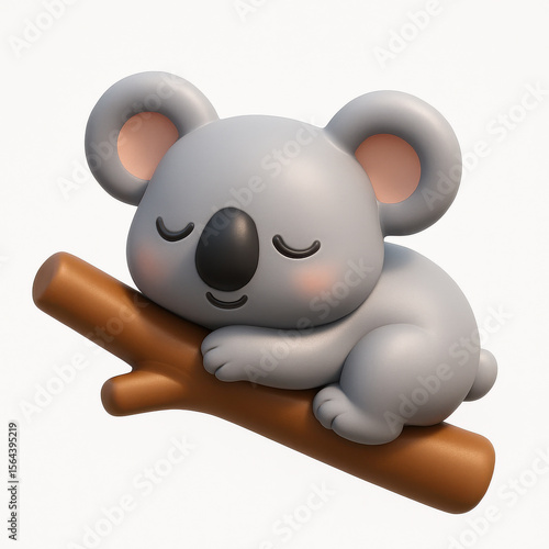 cute koala 3D isolated on translucent