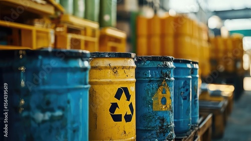 Hazardous waste management image showing toxic material disposal, chemical storage, contamination prevention, community safety, eco regulations, industrial cleanup protocols