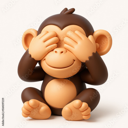 cute monkey 3D isolated on translucent