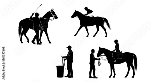 Silhouette Illustrations Horseback Riding, Equestrian Sports, and Horse Care