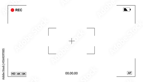 Tableau sur toile 4k 8k video camera frame viewfinder overlay screen on transparent background for mockup, display full hd format, digital display interface