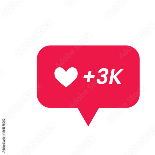 Social Media Like Notification Icon +3K – Flat UI Heart Bubble
