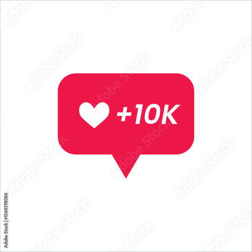 Social Media Like Notification Icon +10K – Engagement Pop-Up Vector
